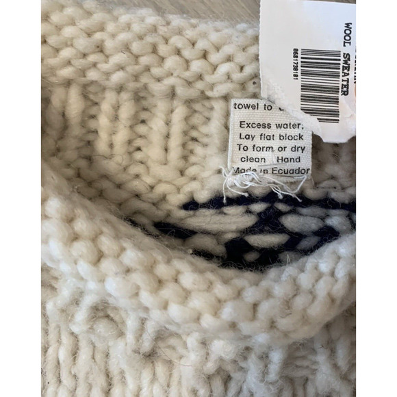 Hand Knit Sweater Aztec Southwestern 100% Wool NEW XL - Picture 5 of 6